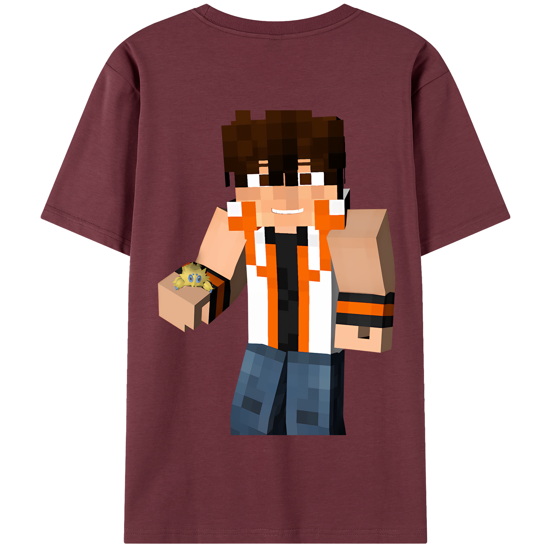 （画像用） マインクラフト ブロックの世界 Minecraft MC Block world 綿100％半袖Tシャツ（背面プリント）